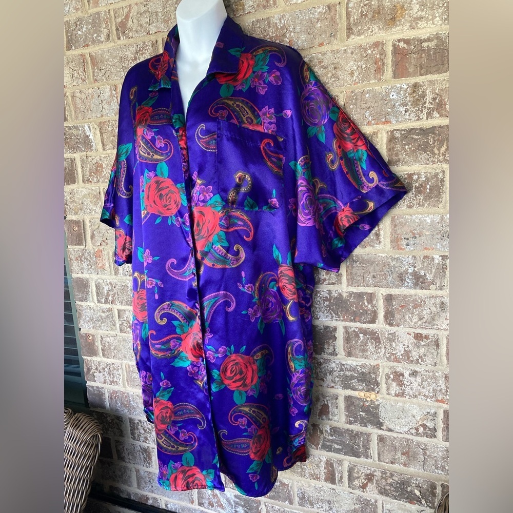 Vintage Intimate Pleasures Night Robe Hollywood Glam 14/16 Polyester Ornate - Picture 3 of 8